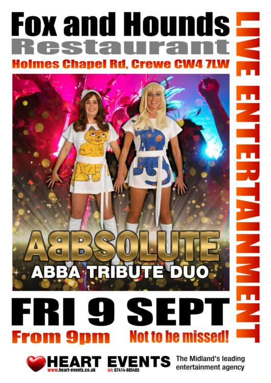 9th Sept - Abbsolute duo - The Fox and Hounds Cheshire